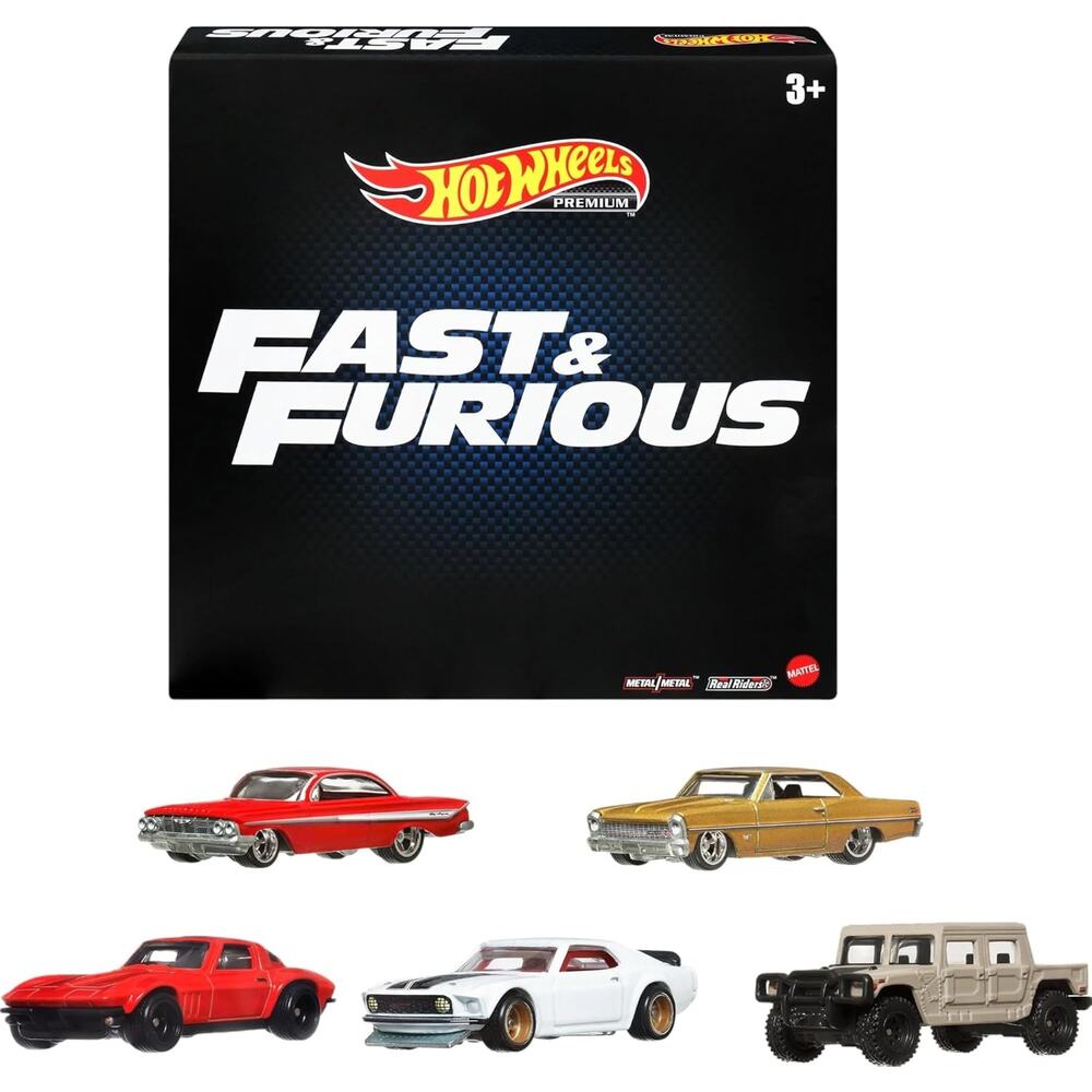 Hot Wheels Cars Premium Fast & Furious 1:64 Scale Die Cast 5-Pack Collectors NWT